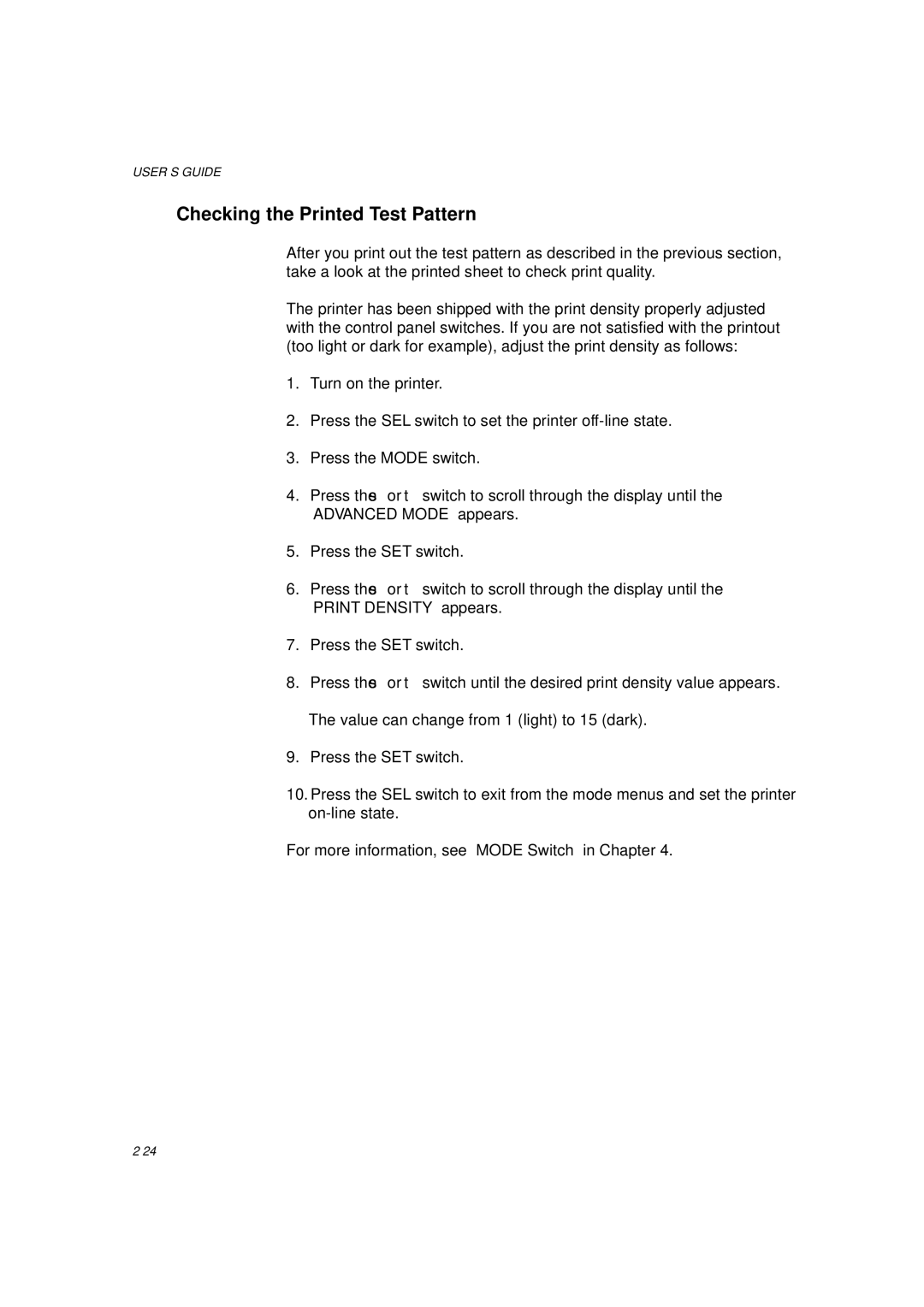 Brother HL-960 manual Checking the Printed Test Pattern 