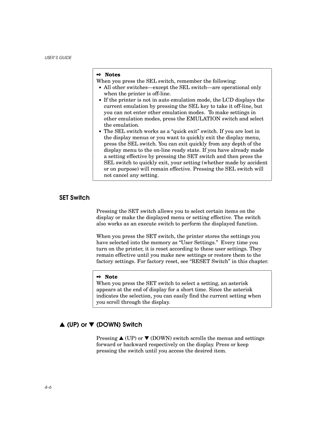 Brother HL-960 manual SET Switch, UP or Down Switch 