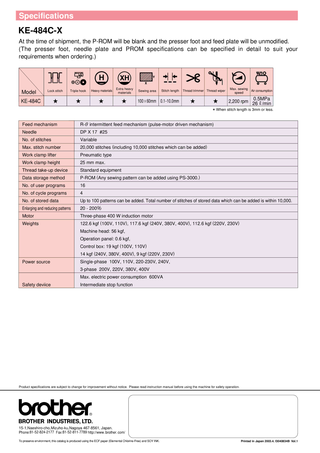 Brother manual KE-484C-X 