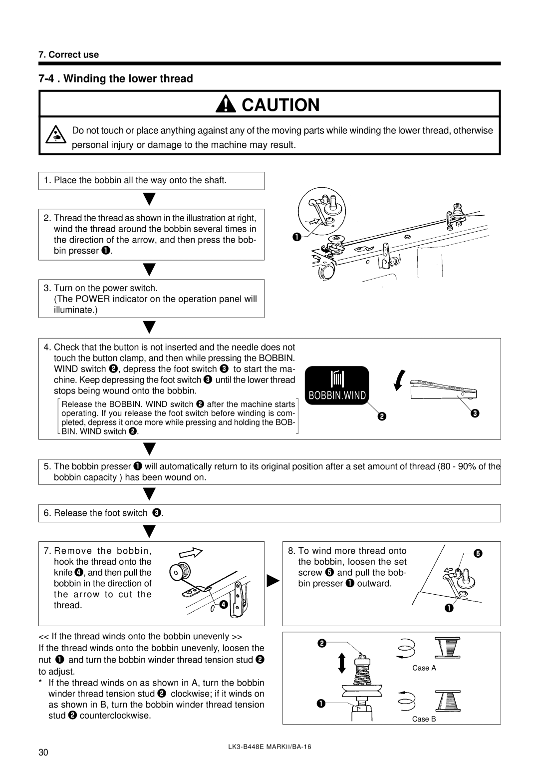 Brother LK3-B448E instruction manual Winding the lower thread 