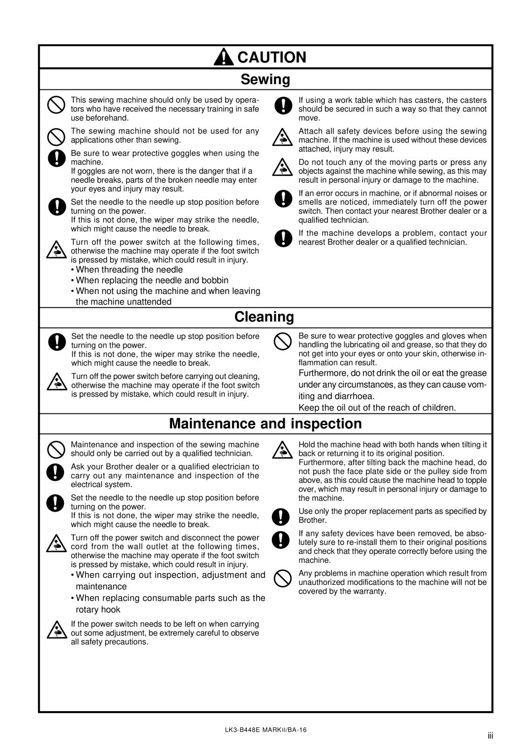 Brother LK3-B448E instruction manual Sewing, Iii 