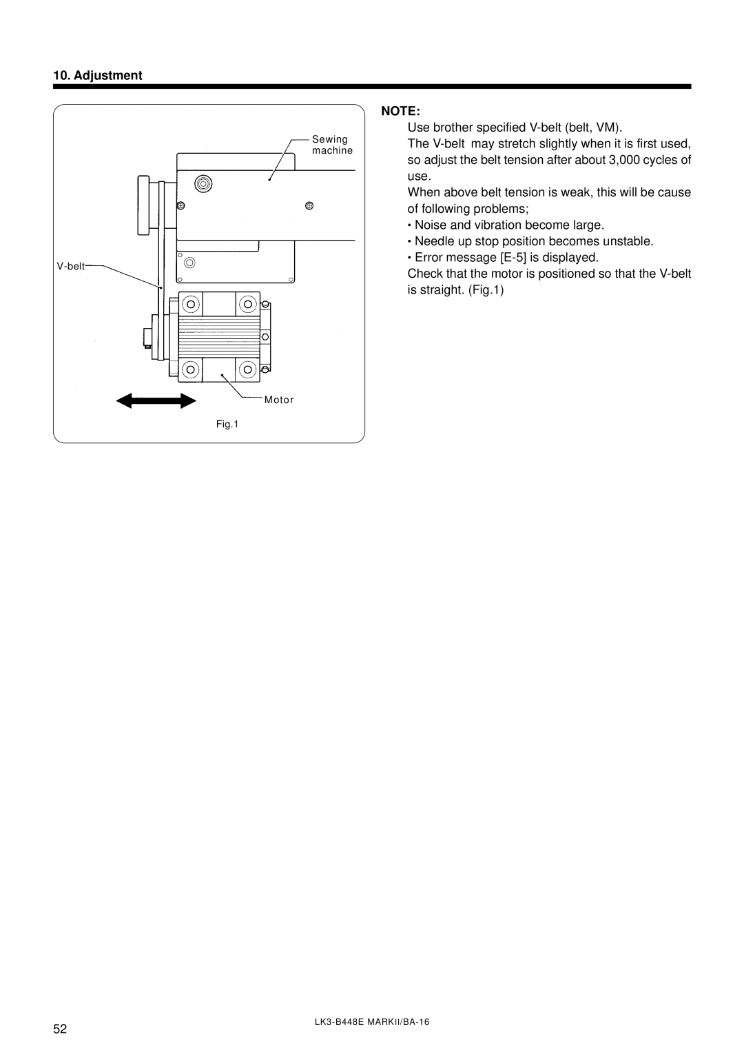 Brother LK3-B448E instruction manual Sewing machine Belt 