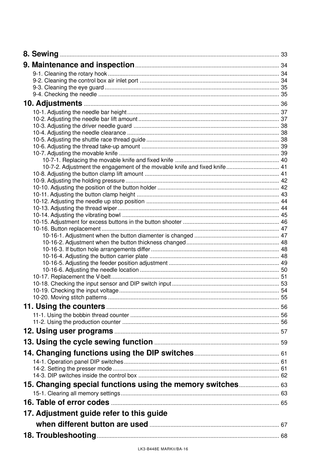 Brother LK3-B448E instruction manual Changing functions using the DIP switches 