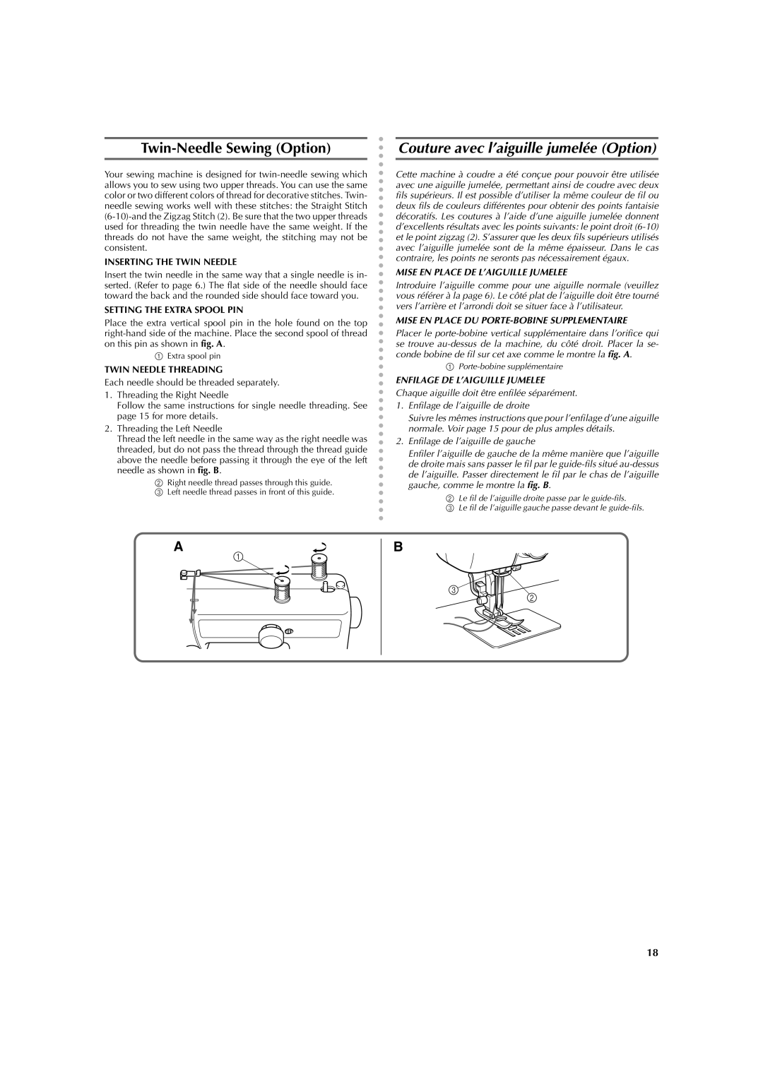 Brother LS 2125 Twin-Needle Sewing Option, Couture avec l’aiguille jumelée Option, Mise EN Place DE L’AIGUILLE Jumelee 