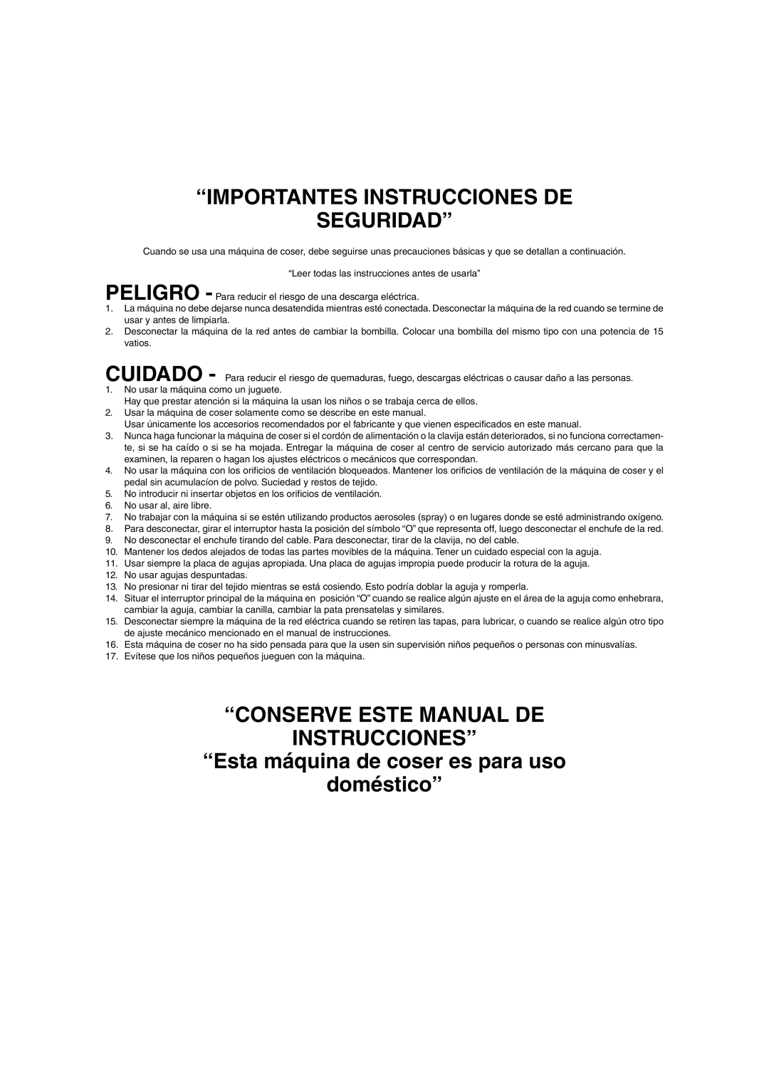 Brother LS 2125 instruction manual Importantes Instrucciones DE Seguridad 