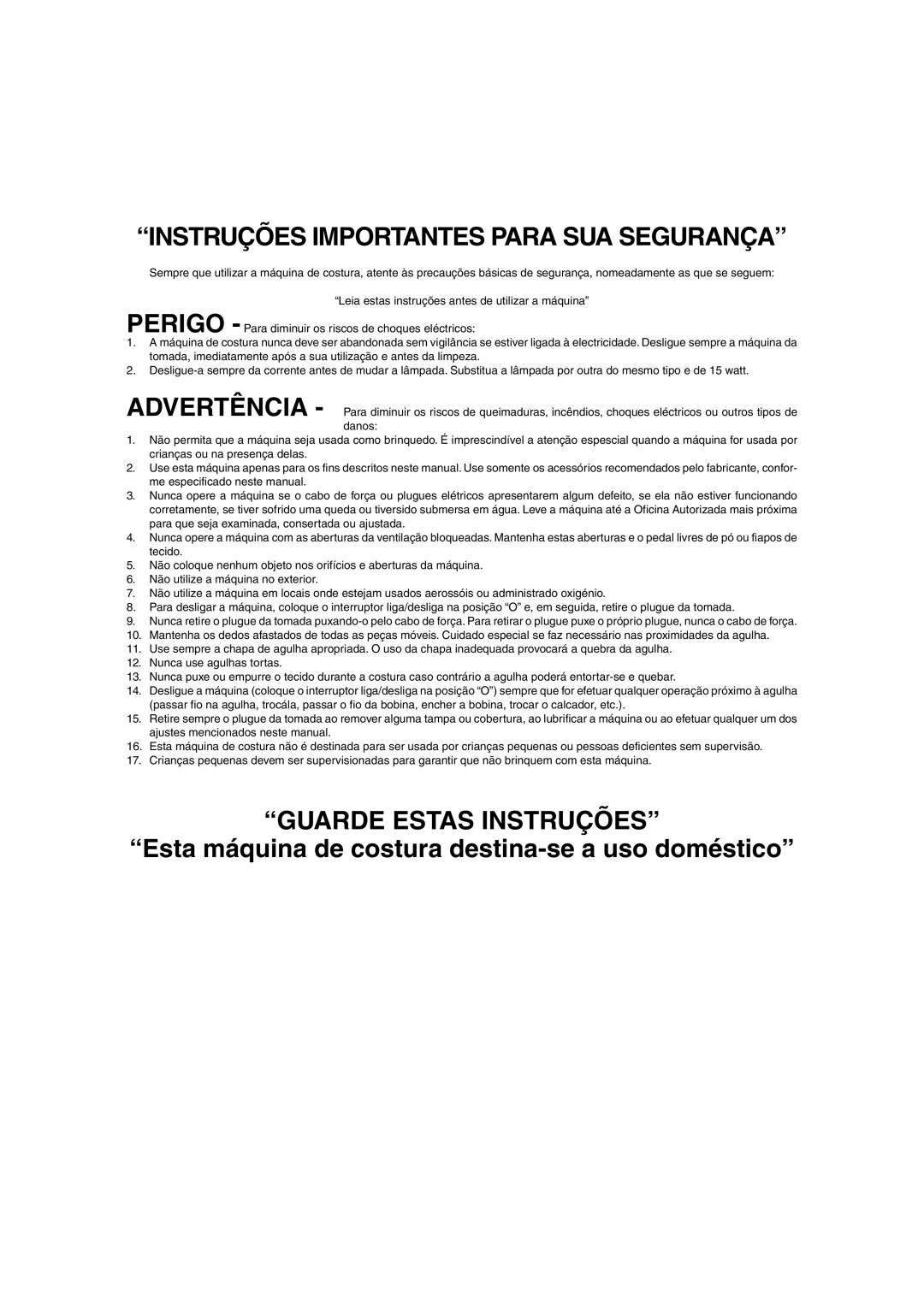 Brother LS 2125 instruction manual Guarde Estas Instruções 