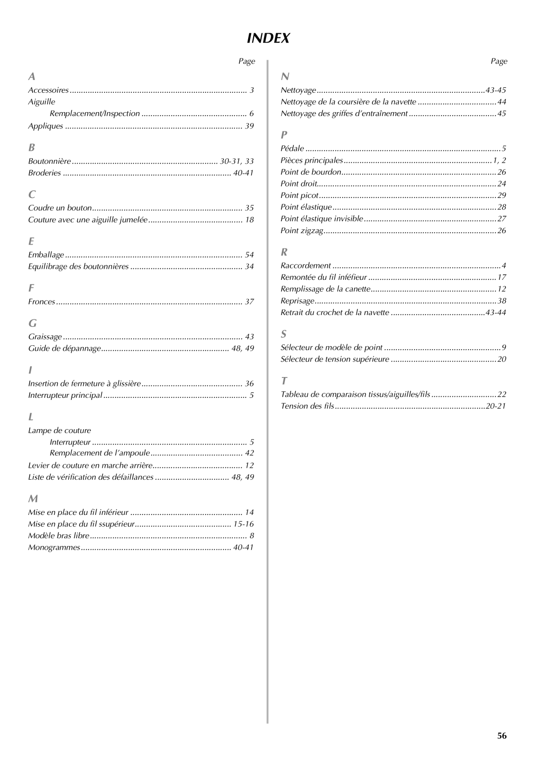 Brother LS-2220, LS-2720 instruction manual Index 