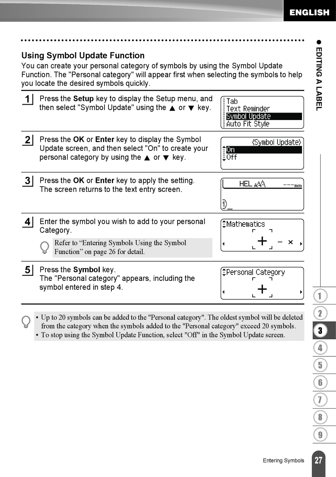 Brother LW6091001 appendix Using Symbol Update Function 