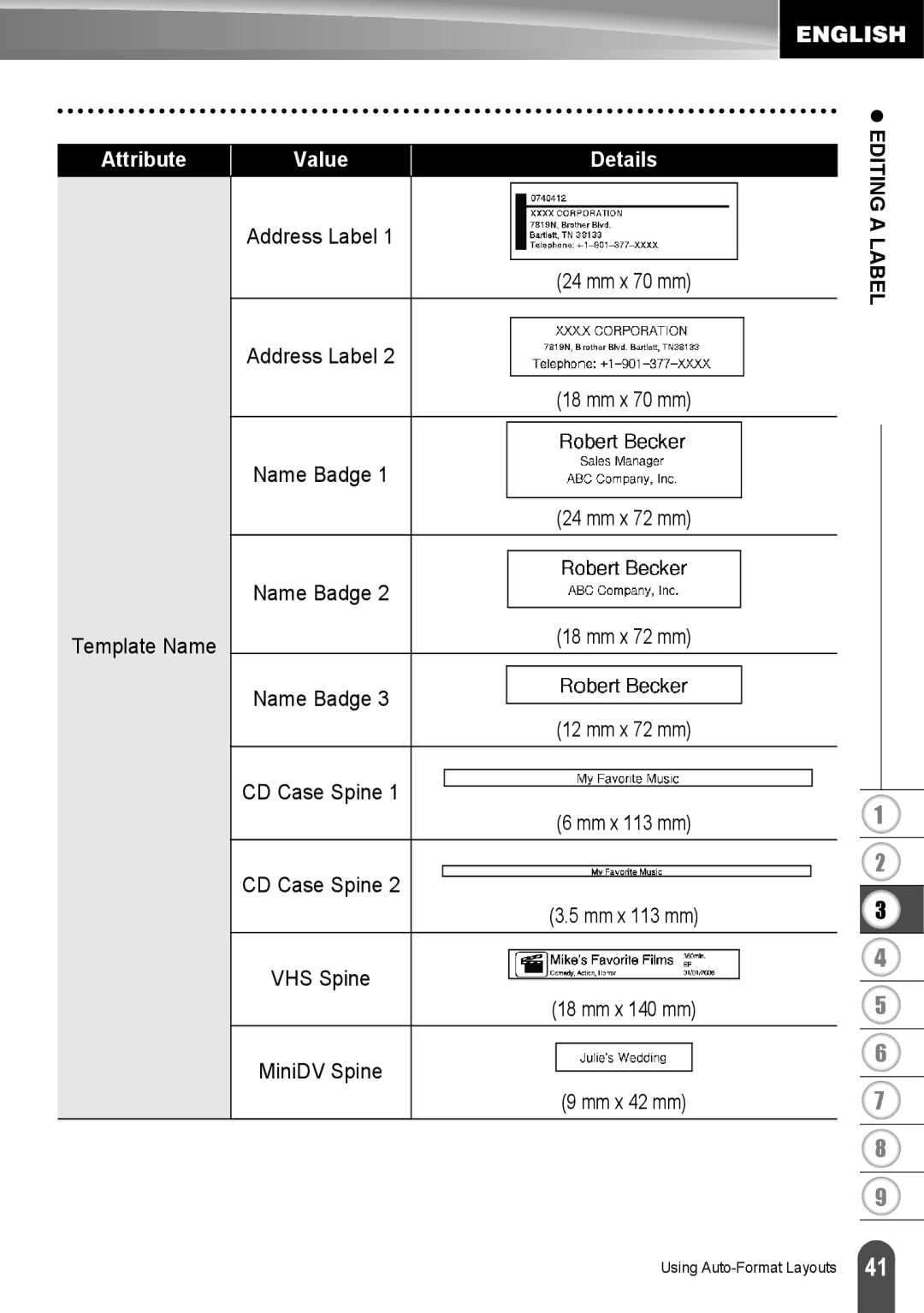 Brother LW6091001 appendix Label 