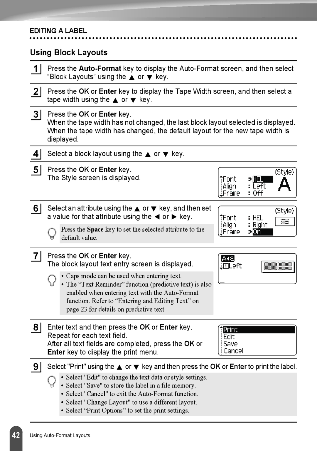 Brother LW6091001 appendix Using Block Layouts 