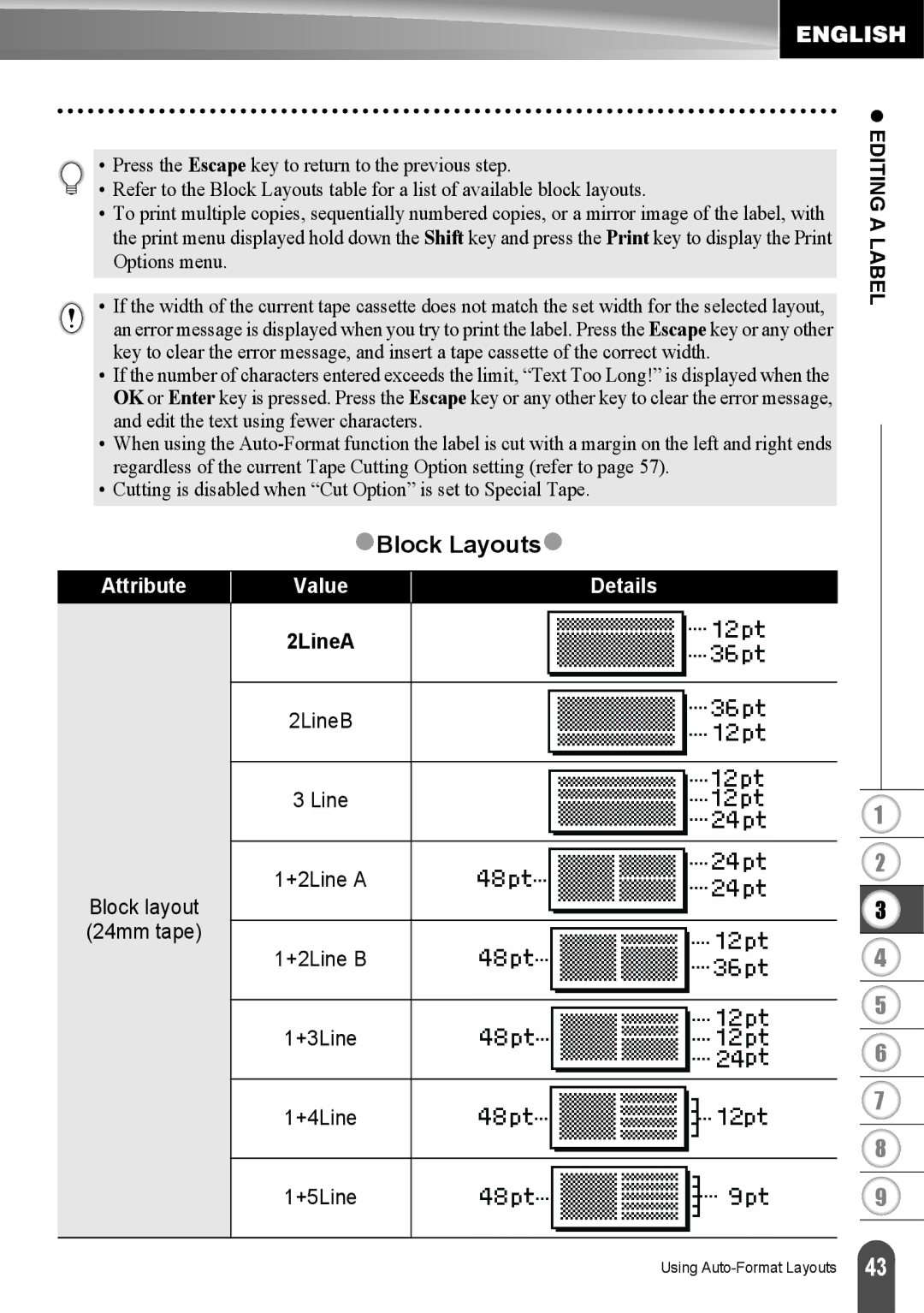 Brother LW6091001 appendix ZBlock Layoutsz, 2LineA 