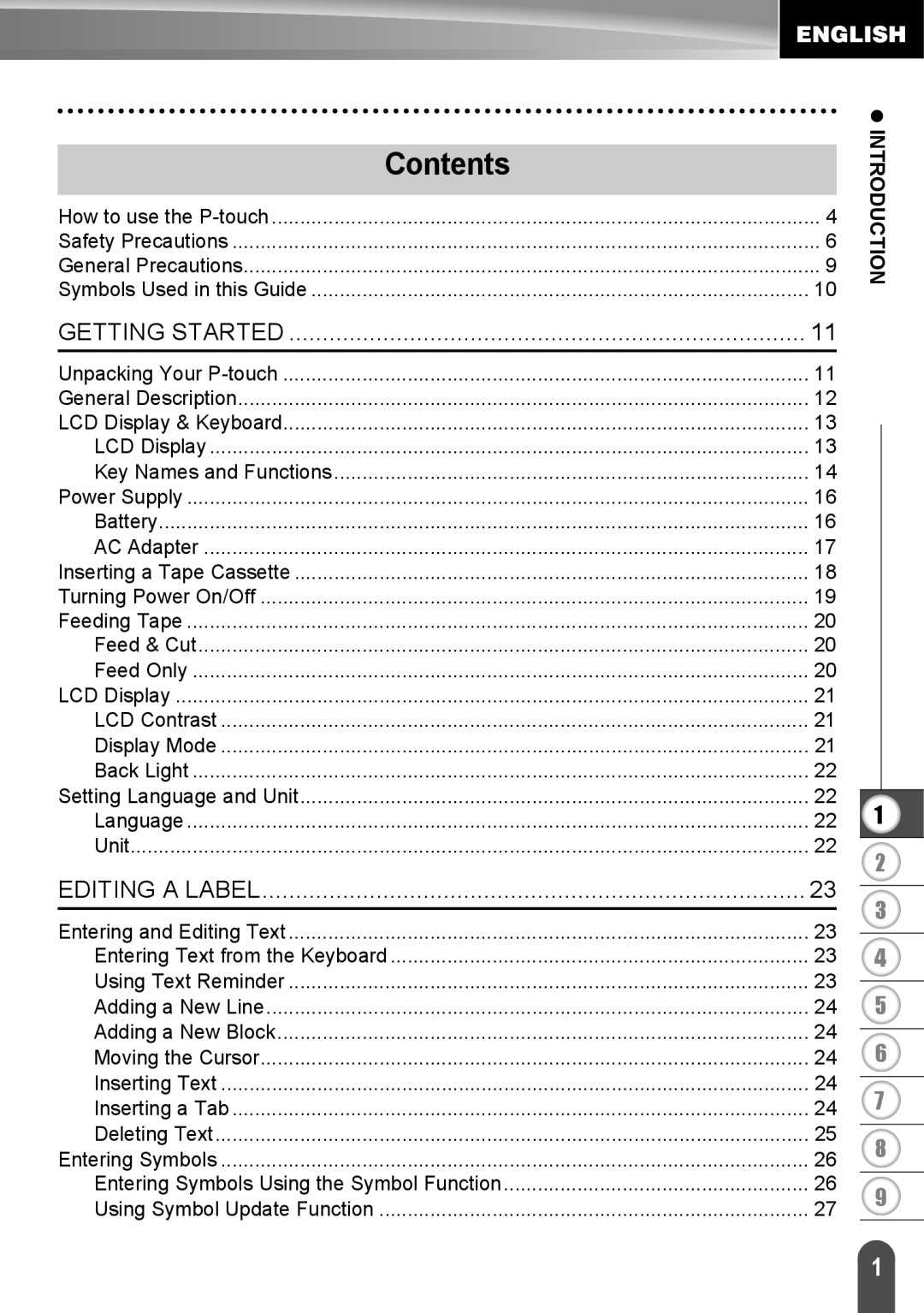 Brother LW6091001 appendix Contents 