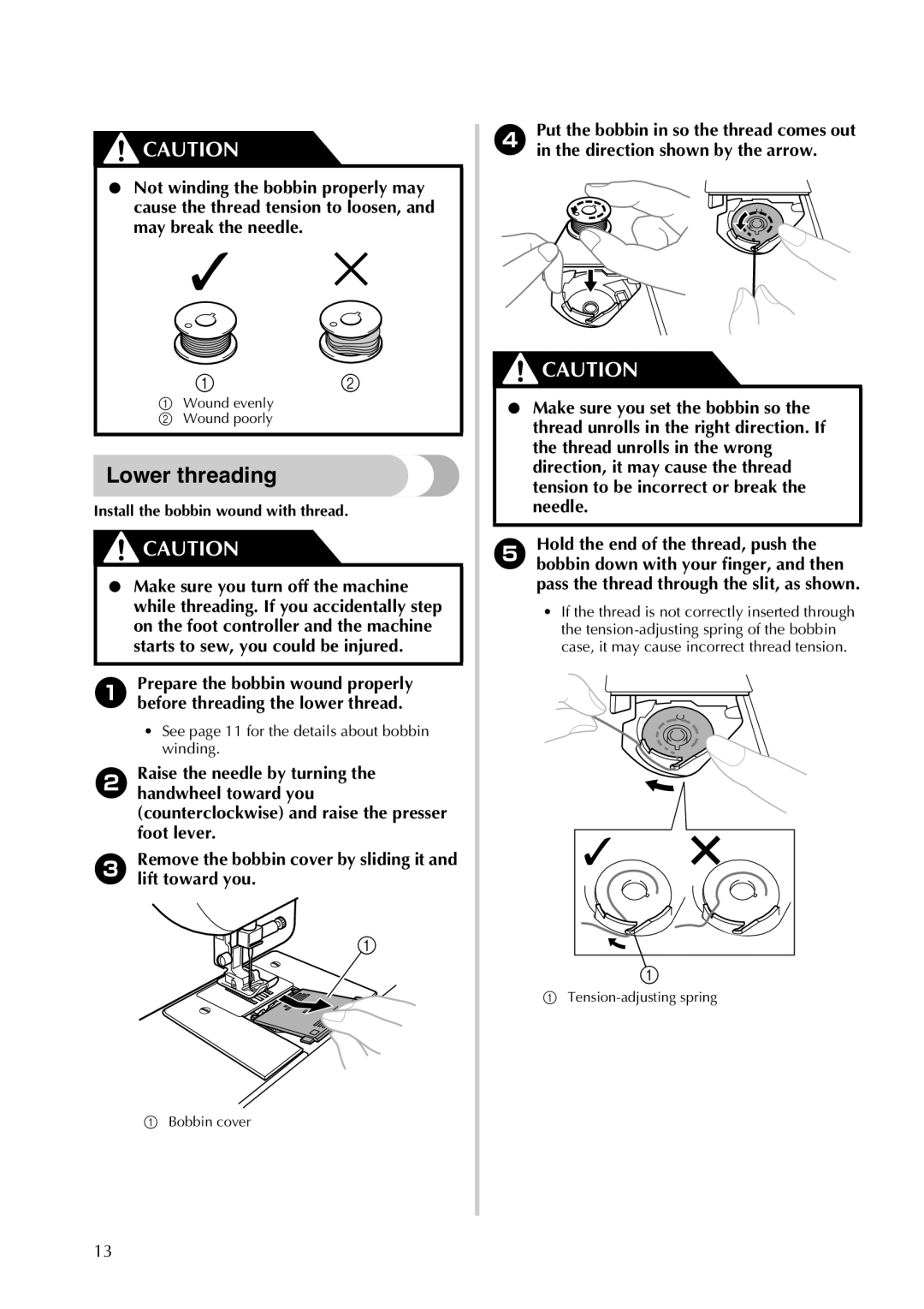 Brother LX2500 operation manual Lower threading 