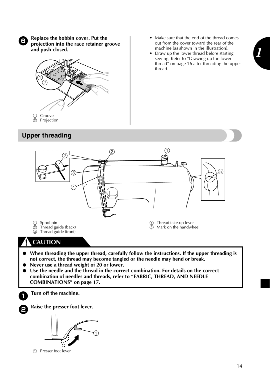 Brother LX2500 operation manual Upper threading 