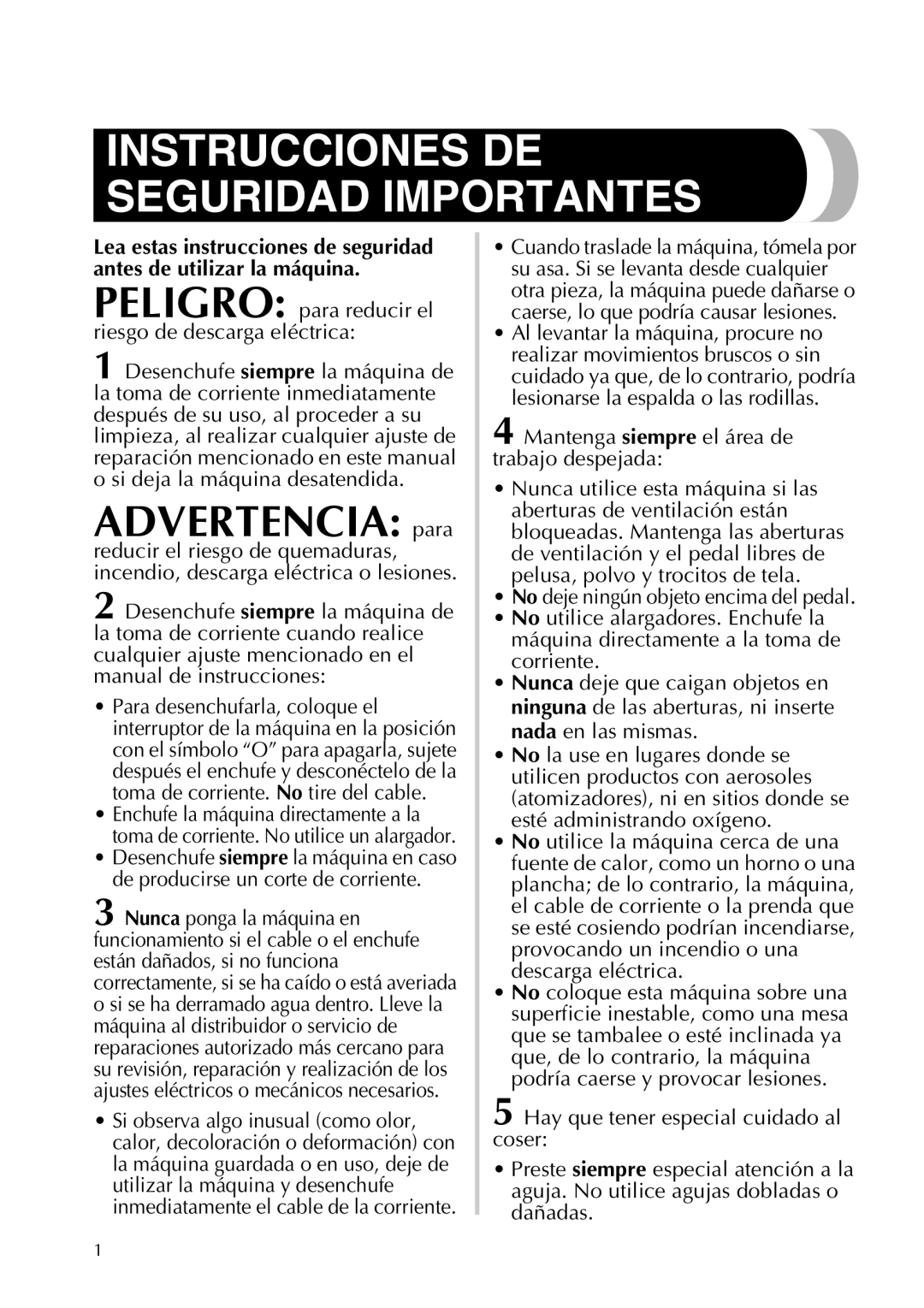 Brother LX2500 operation manual Instrucciones DE Seguridad Importantes 