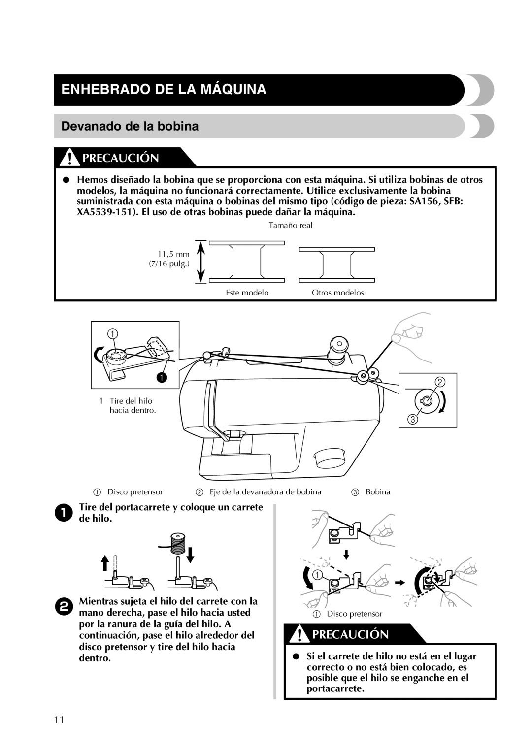 Brother LX2500 operation manual Enhebrado DE LA Máquina, Devanado de la bobina 