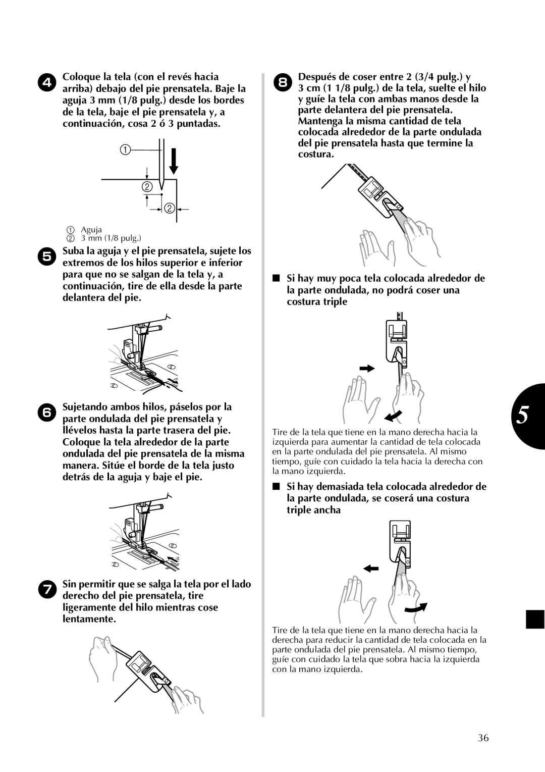 Brother LX2500 operation manual Aguja Mm 1/8 pulg 