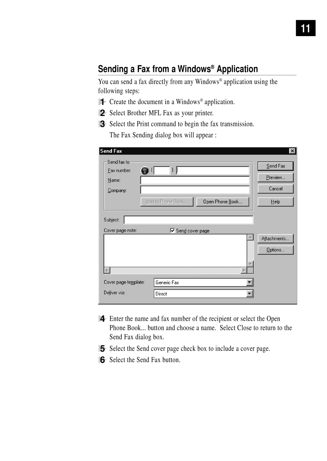 Brother MFC-1780 quick start manual Sending a Fax from a Windows Application 