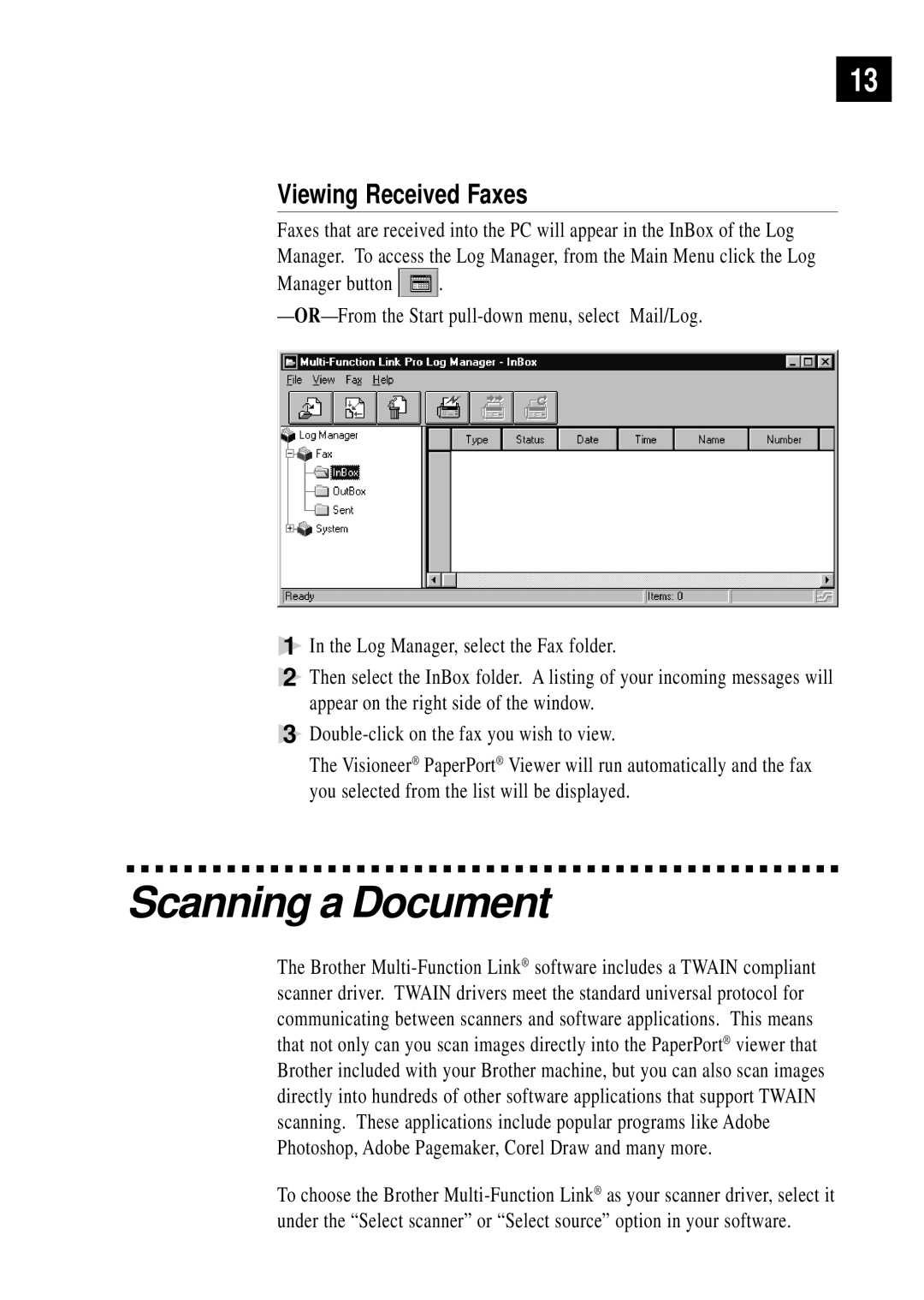 Brother MFC-1780 quick start manual Scanning a Document, Viewing Received Faxes 