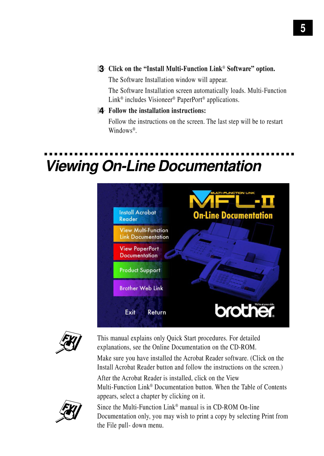 Brother MFC-1780 quick start manual Viewing On-Line Documentation 