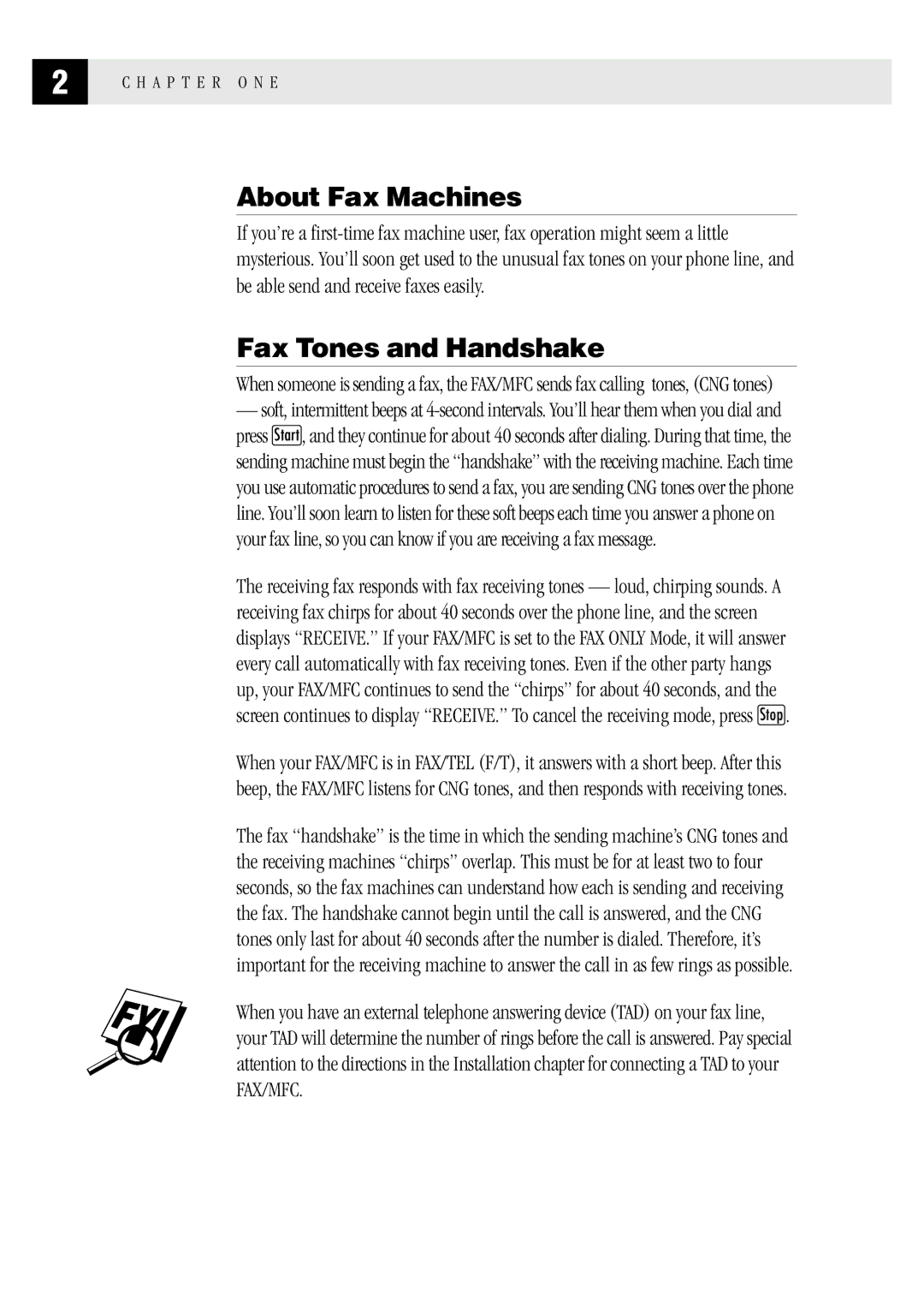 Brother MFC 1870MC, MFC 1970MC, FAX1 570MC owner manual About Fax Machines, Fax Tones and Handshake 