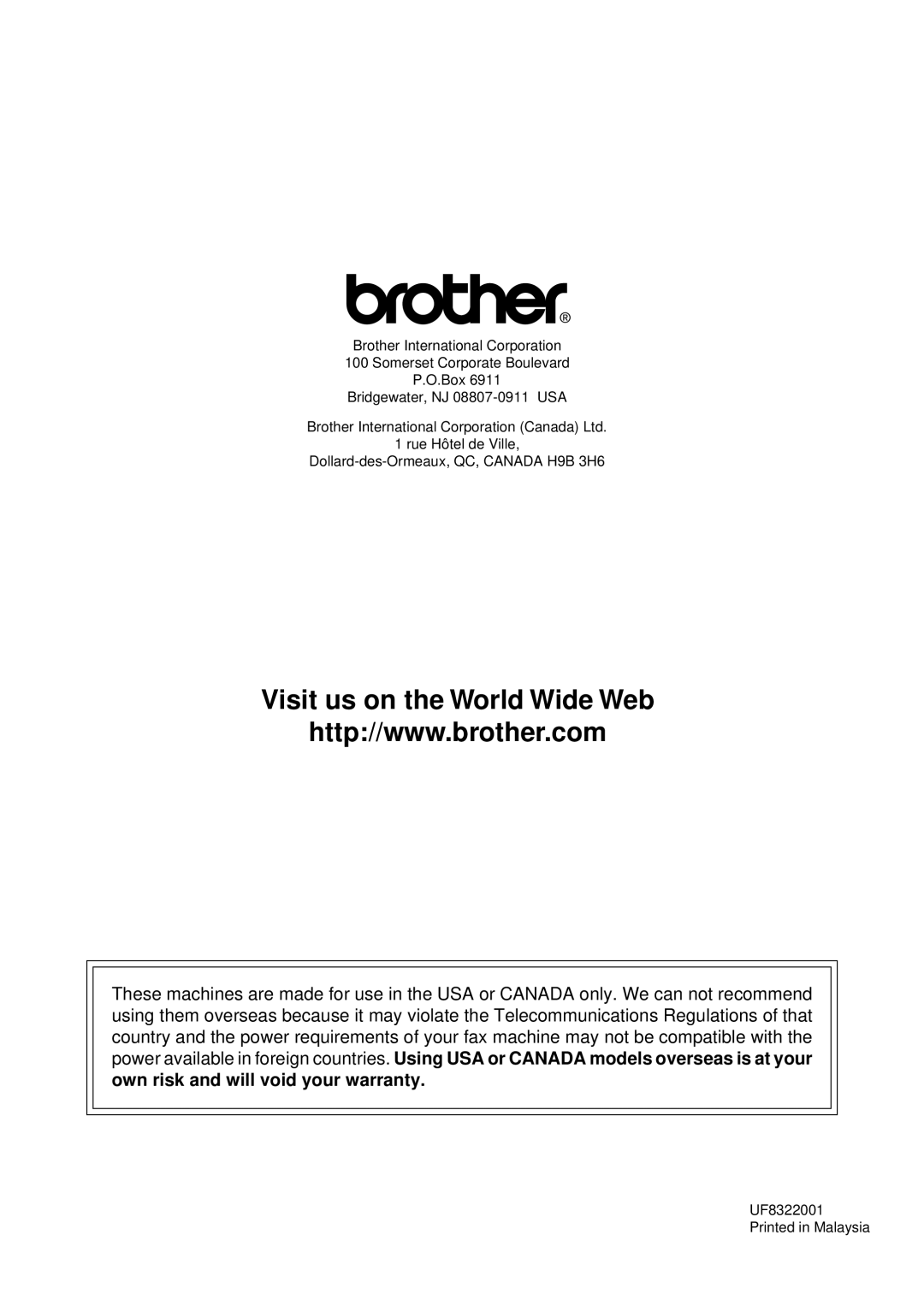 Brother MFC 1870MC, MFC 1970MC, FAX1 570MC owner manual Visit us on the World Wide Web 