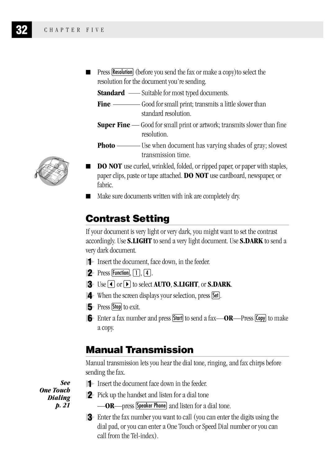 Brother MFC 1870MC, MFC 1970MC, FAX1 570MC owner manual Contrast Setting, Manual Transmission 