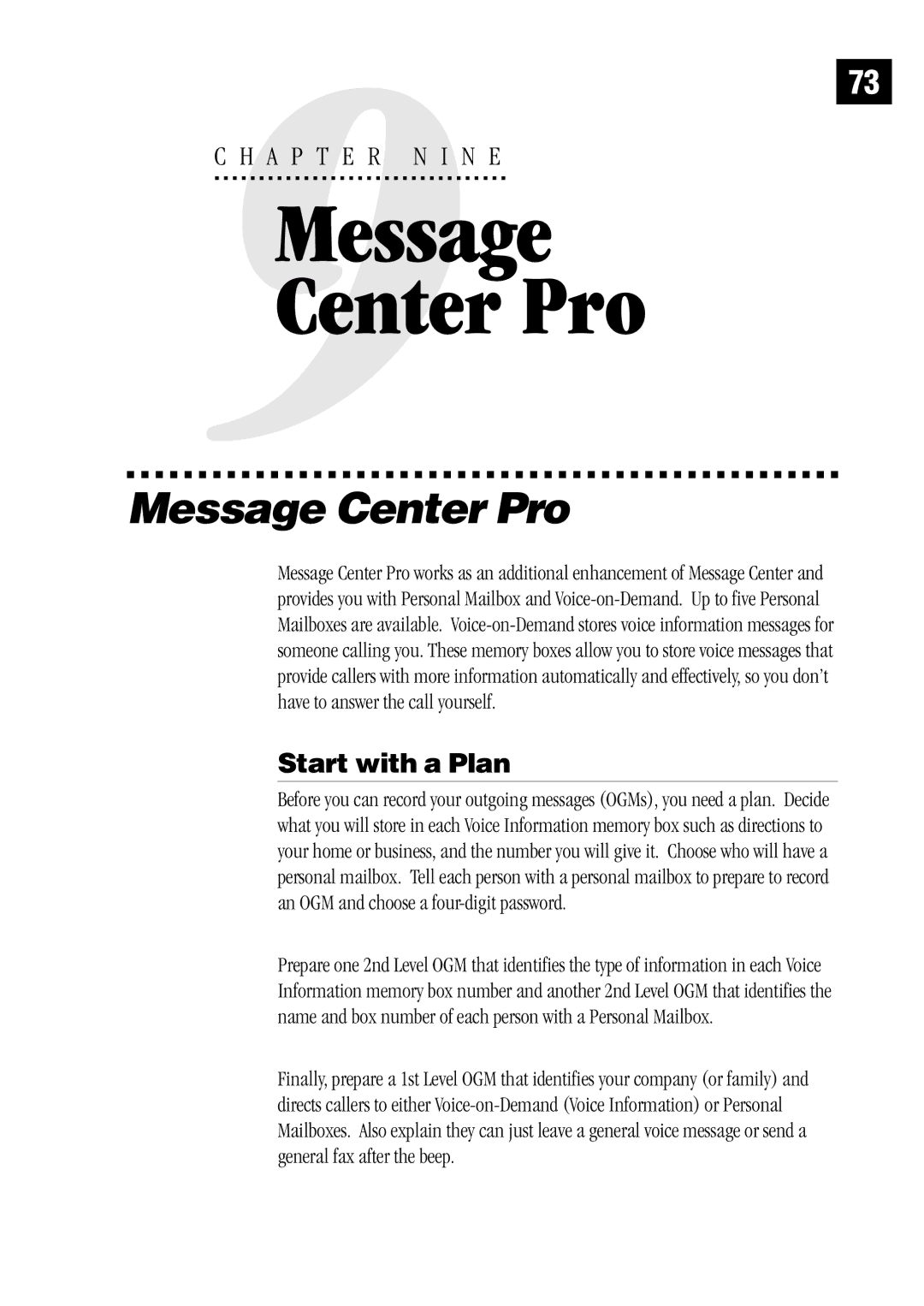 Brother MFC 1970MC, MFC 1870MC, FAX1 570MC owner manual Message Center Pro, Start with a Plan 