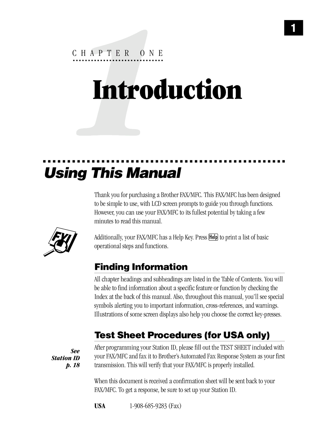 Brother MFC 1970MC, MFC 1870MC, FAX1 570MC Using This Manual, Finding Information, Test Sheet Procedures for USA only 