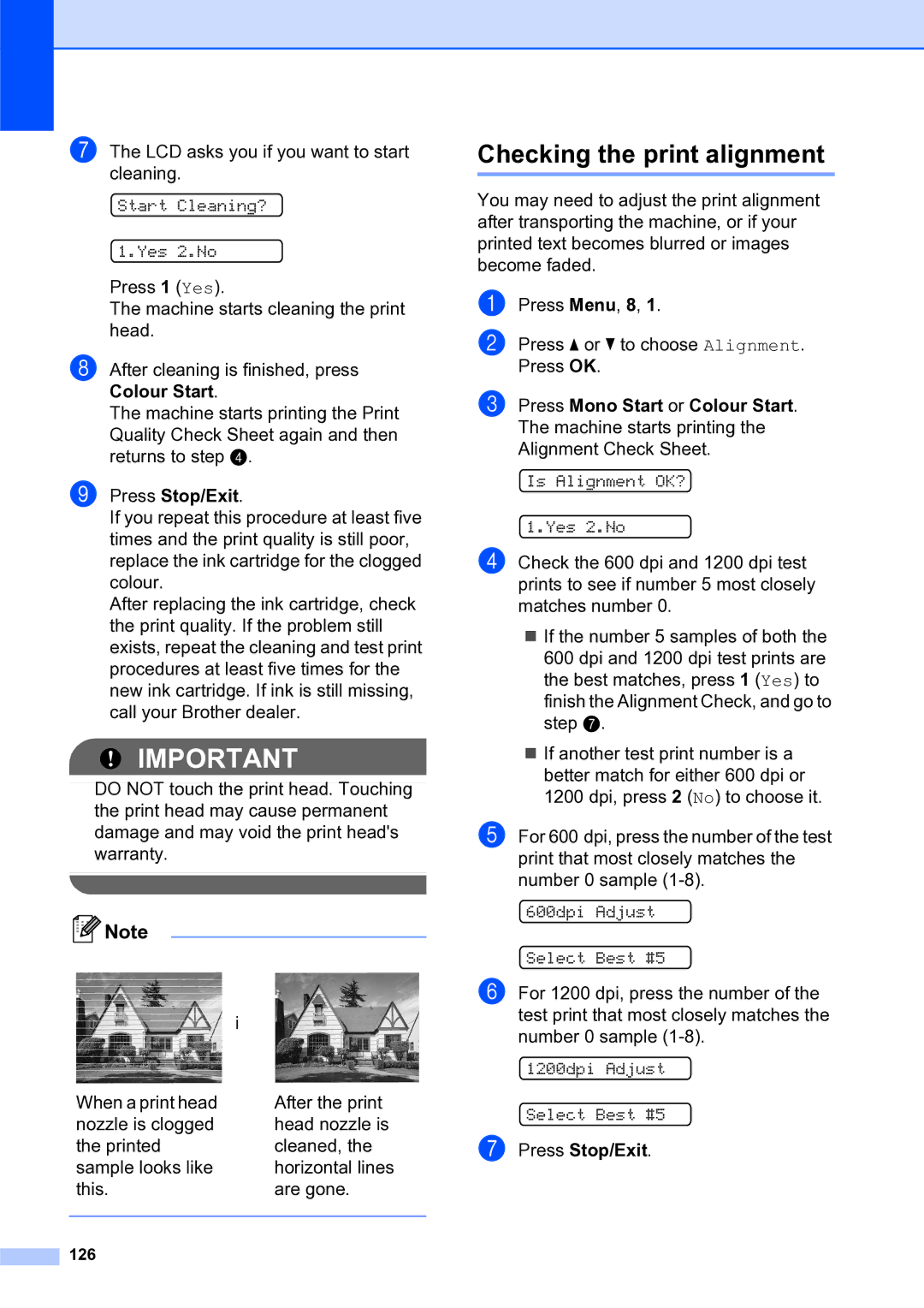 Brother MFC-253CW manual Checking the print alignment, Press Stop/Exit 