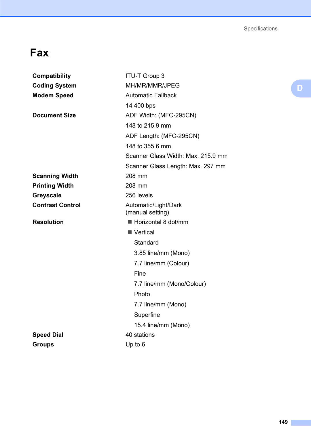 Brother MFC-253CW manual Fax 