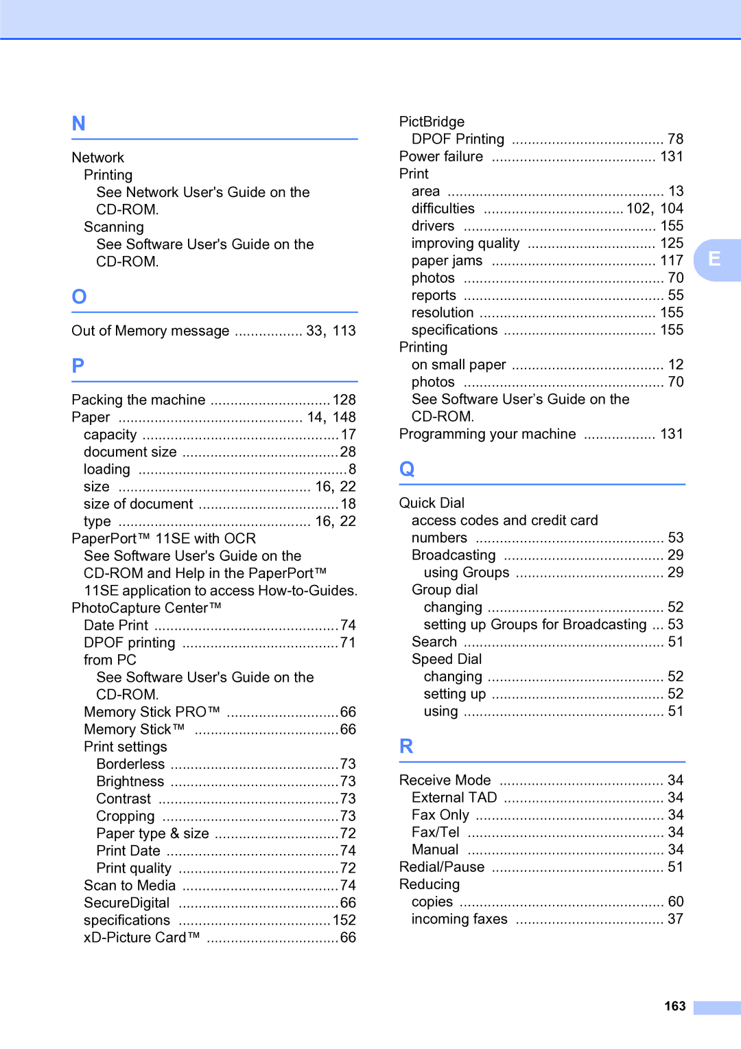 Brother MFC-253CW manual Print settings, 163 