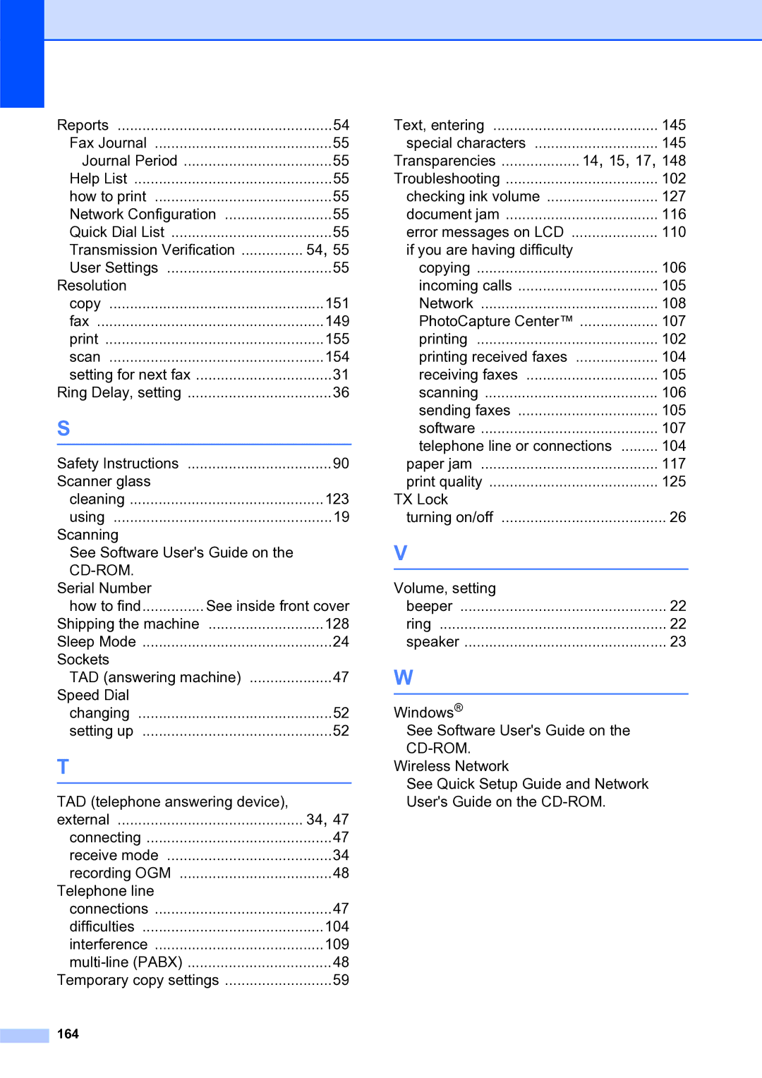 Brother MFC-253CW manual 164 