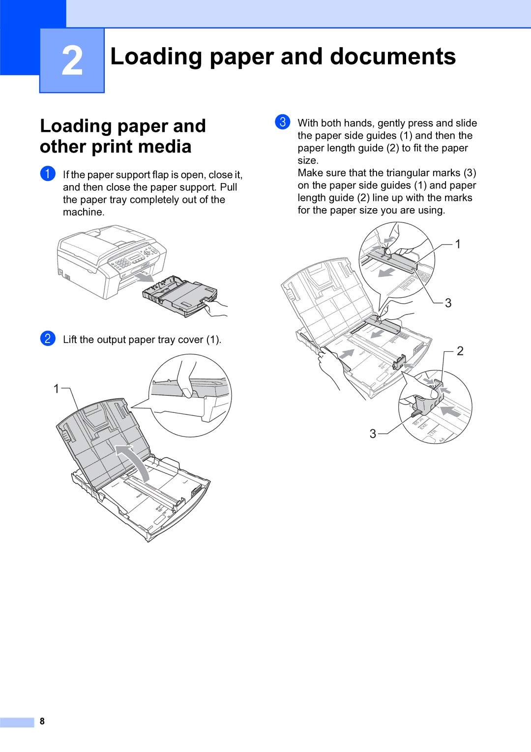 Brother MFC-253CW manual Loading paper and documents, Loading paper and other print media 