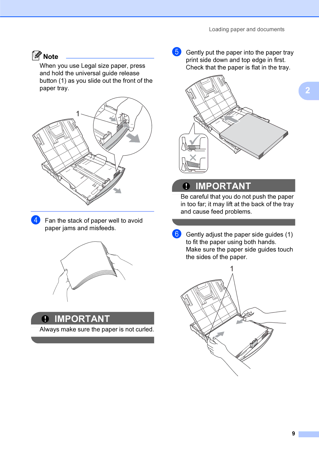 Brother MFC-253CW manual Loading paper and documents 