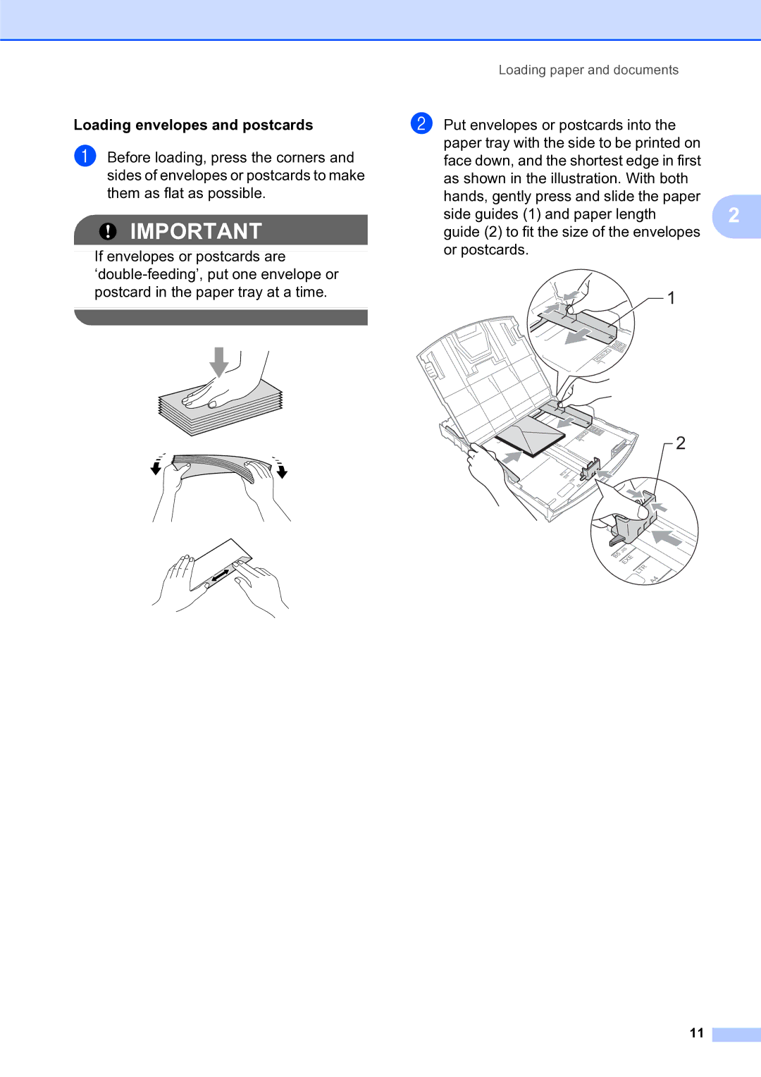 Brother MFC-253CW manual Loading envelopes and postcards 