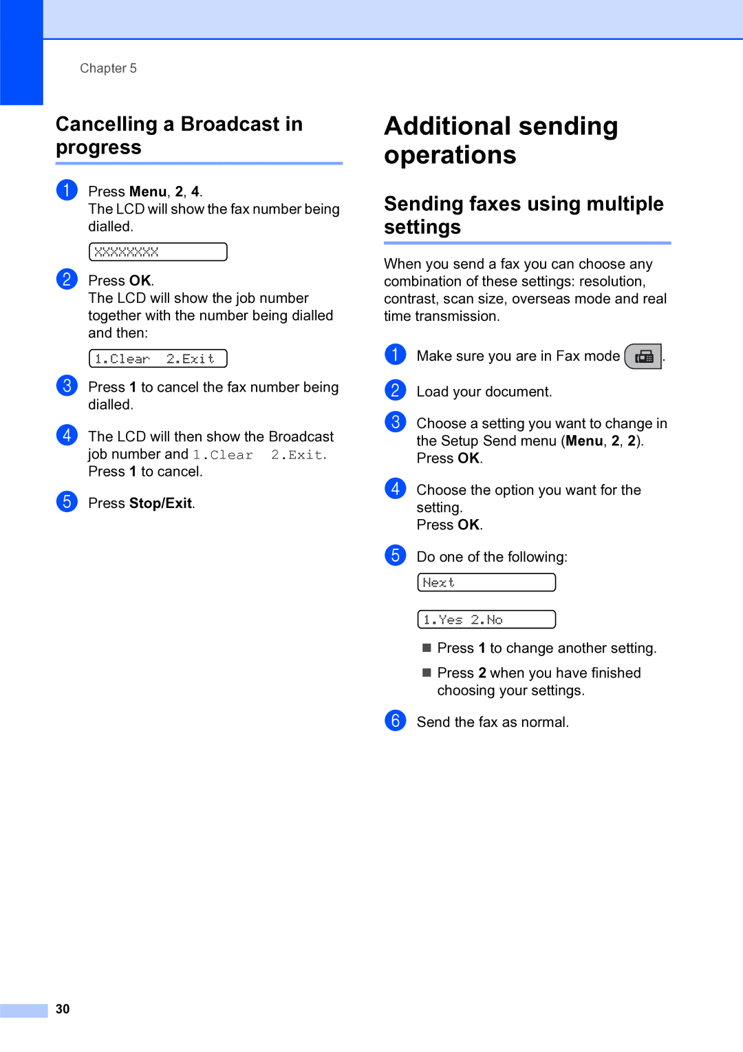 Brother MFC-253CW manual Additional sending operations, Sending faxes using multiple settings 