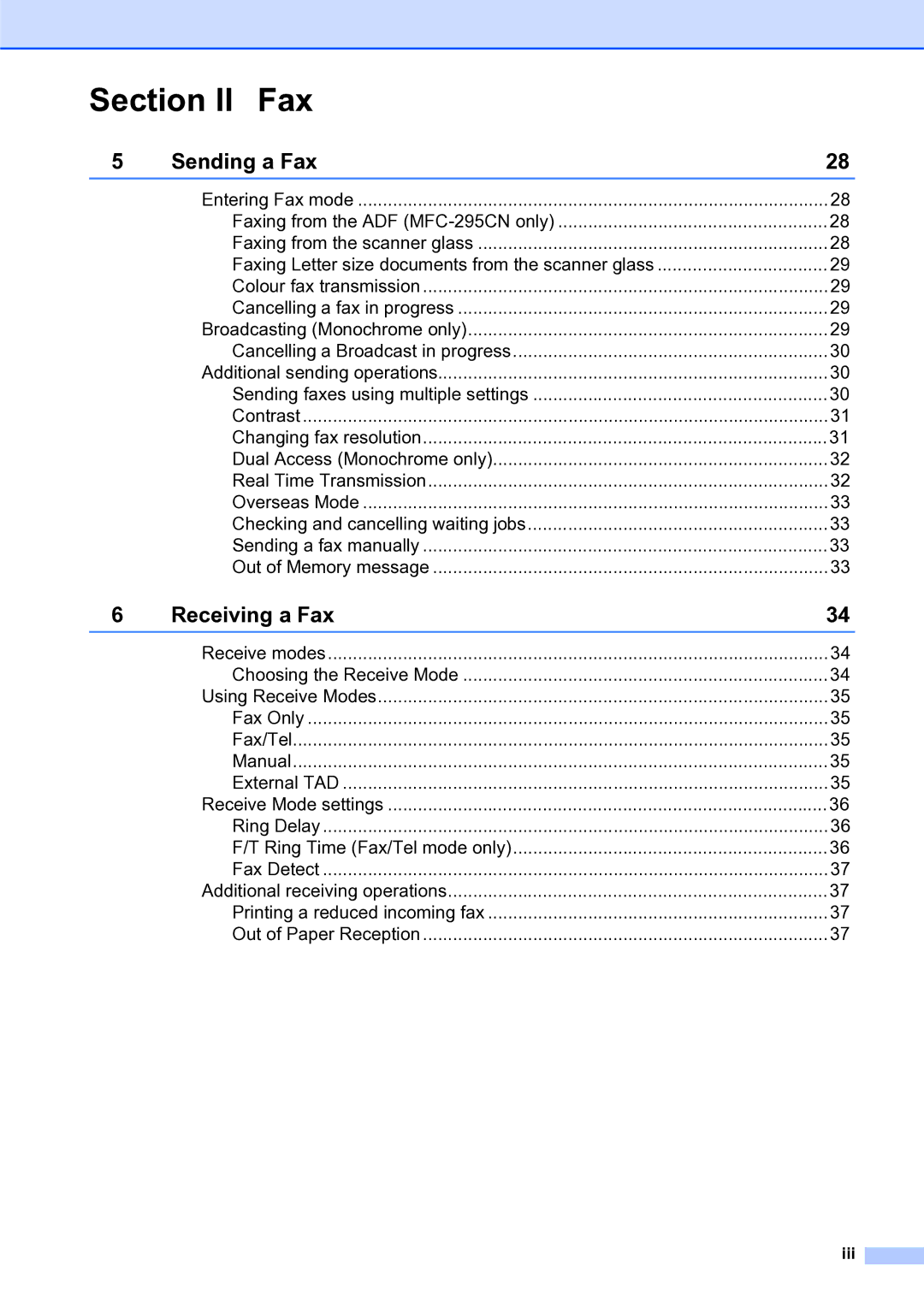 Brother MFC-253CW manual Section II Fax, Iii 