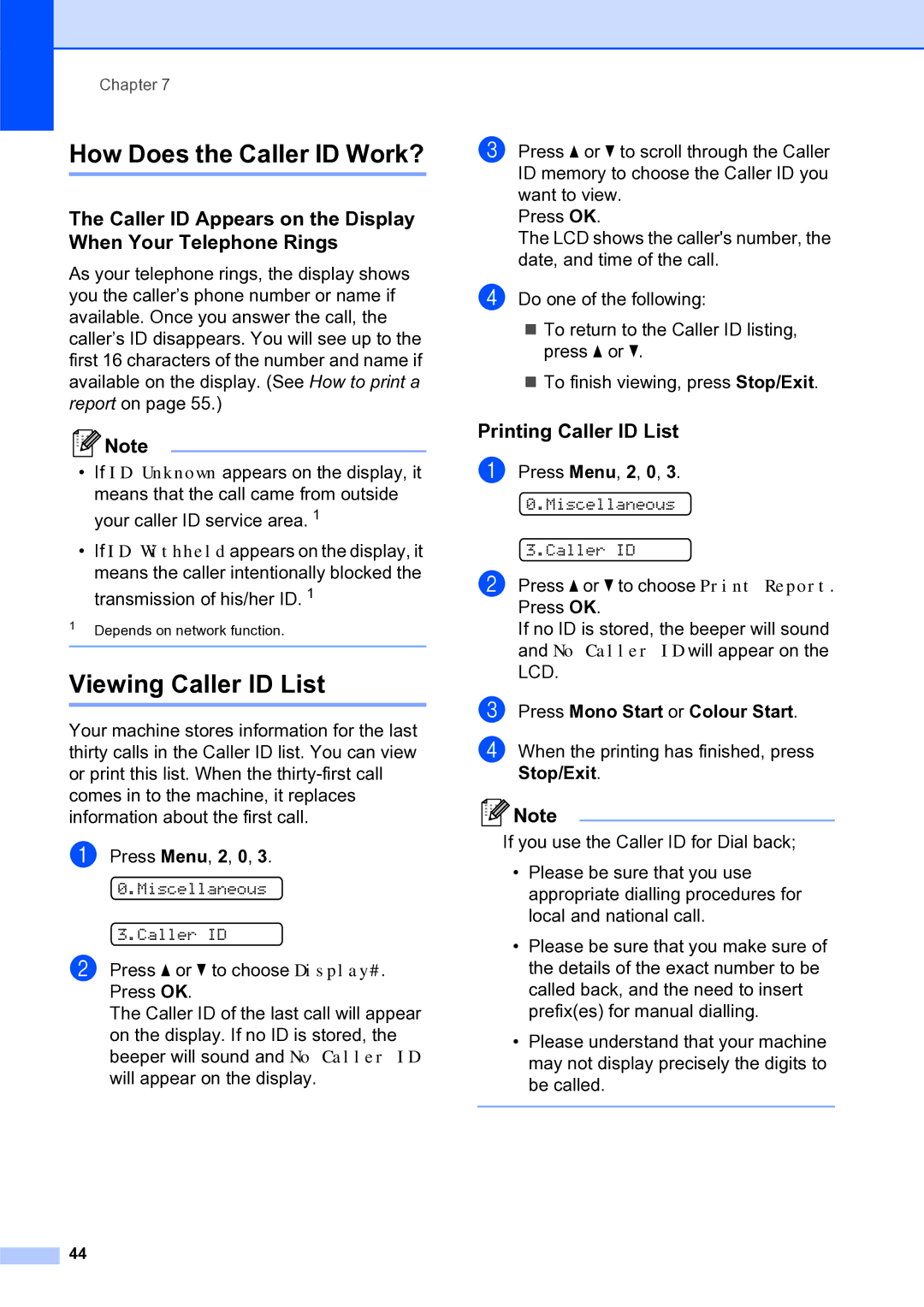 Brother MFC-253CW manual How Does the Caller ID Work? 