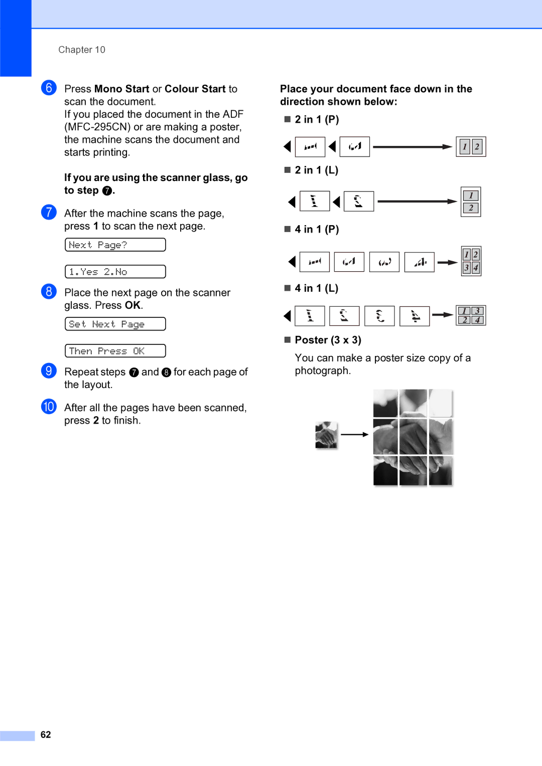 Brother MFC-253CW manual You can make a poster size copy of a photograph 