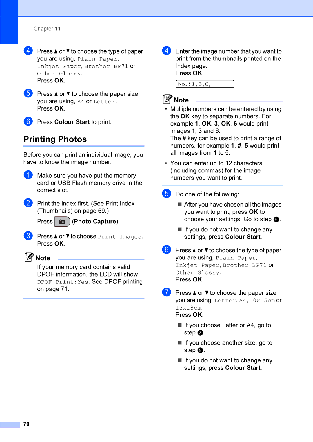 Brother MFC-253CW manual Printing Photos 