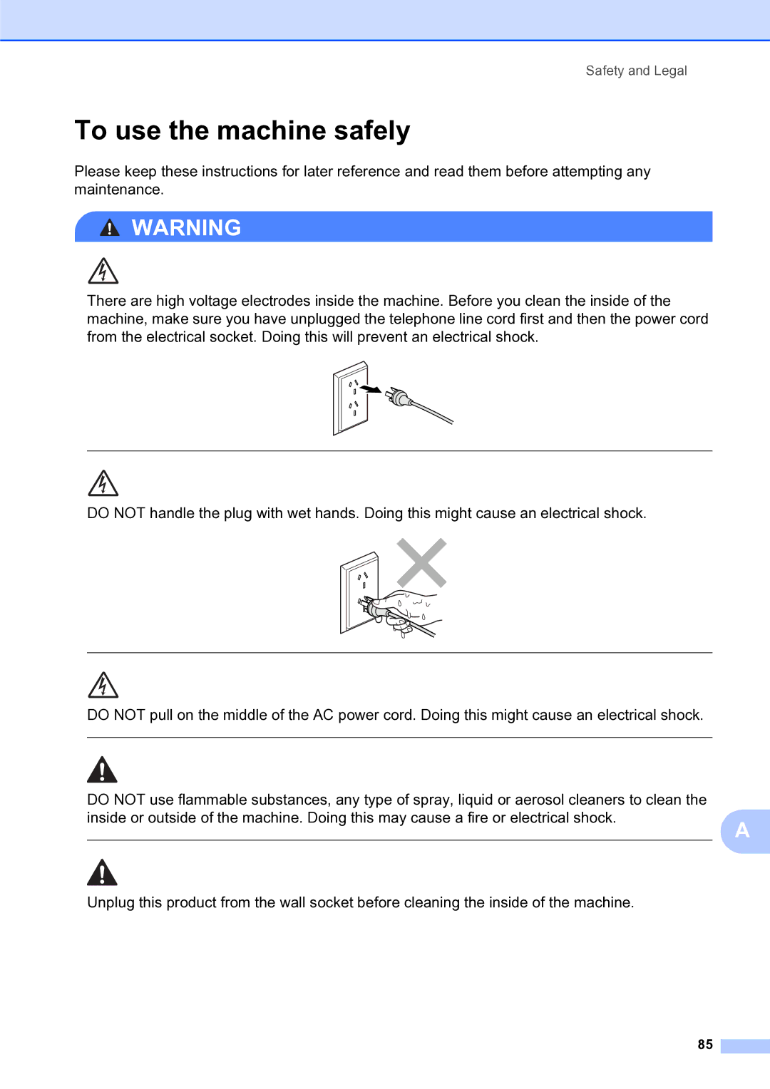 Brother MFC-253CW manual To use the machine safely 