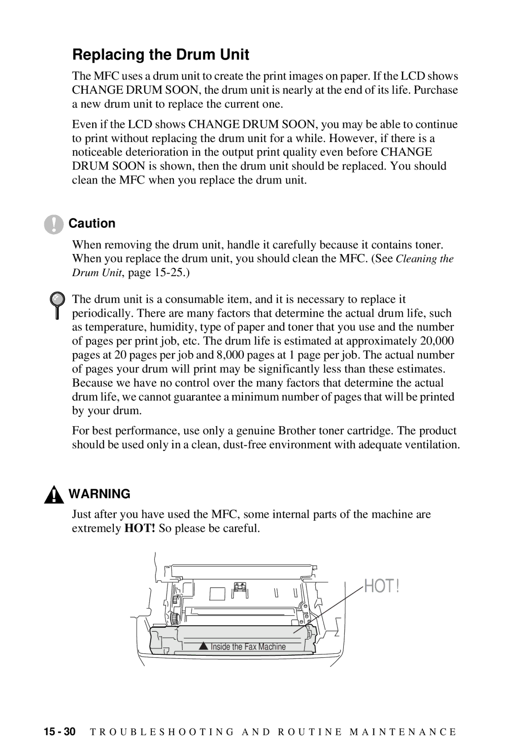 Brother MFC 4300 owner manual Replacing the Drum Unit 