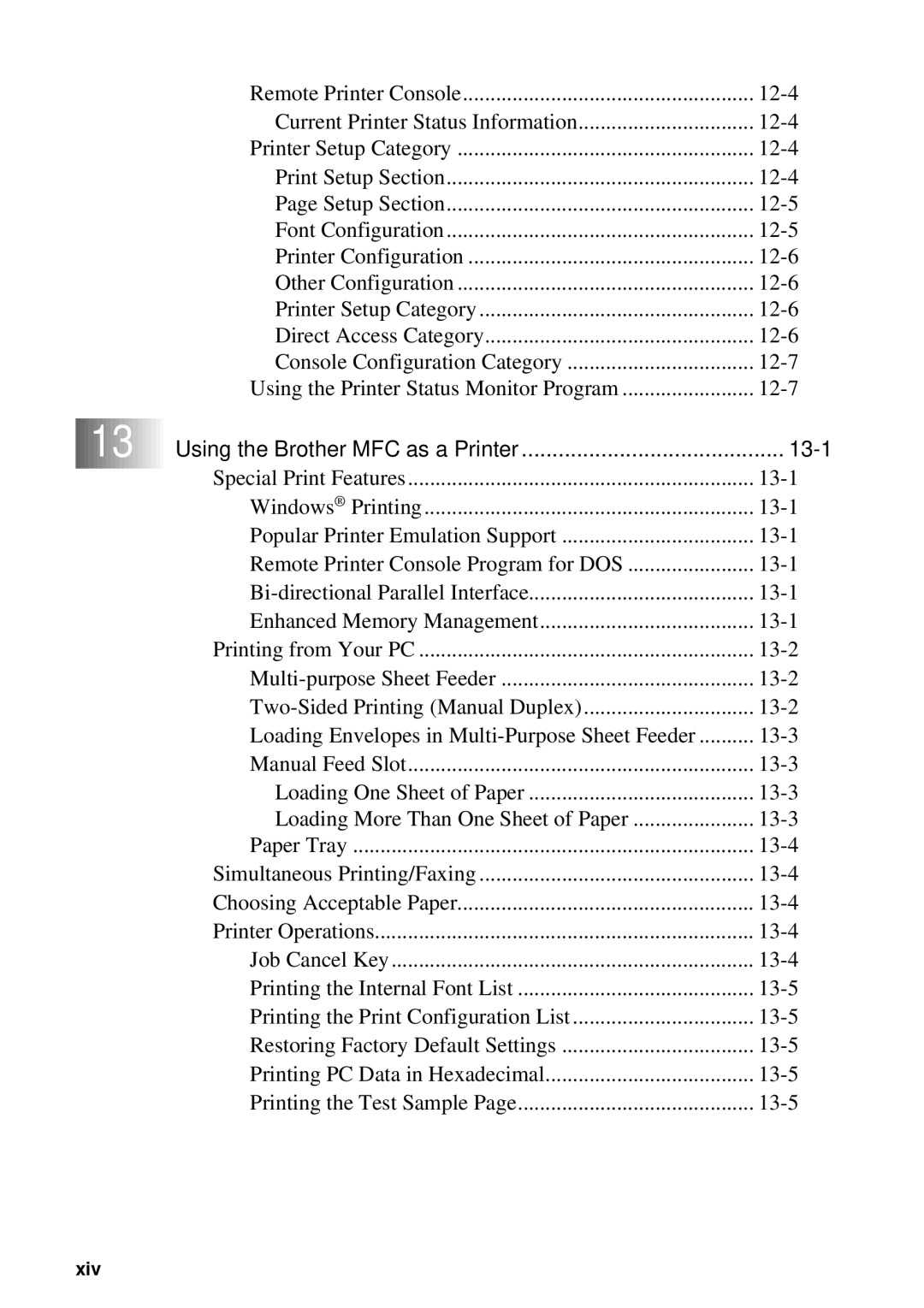 Brother MFC 4300 owner manual Using the Brother MFC as a Printer 13-1 