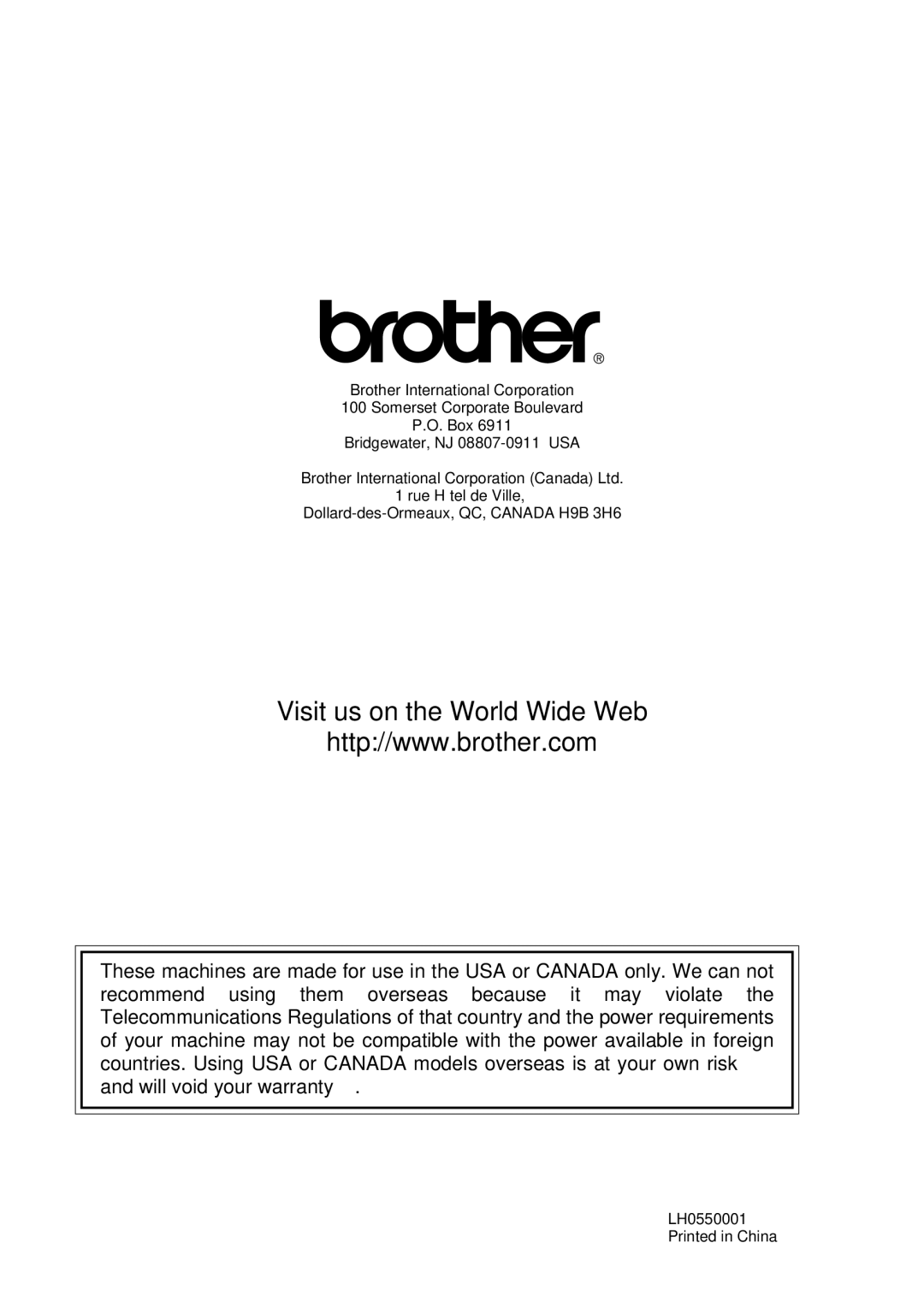 Brother MFC 4300 owner manual Visit us on the World Wide Web 