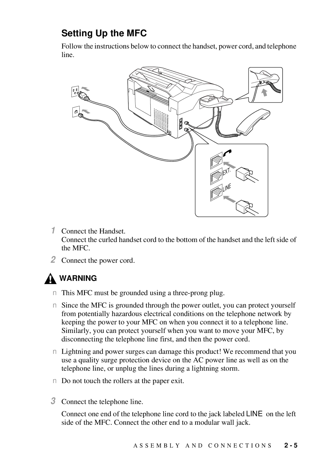 Brother MFC 4300 owner manual Setting Up the MFC 