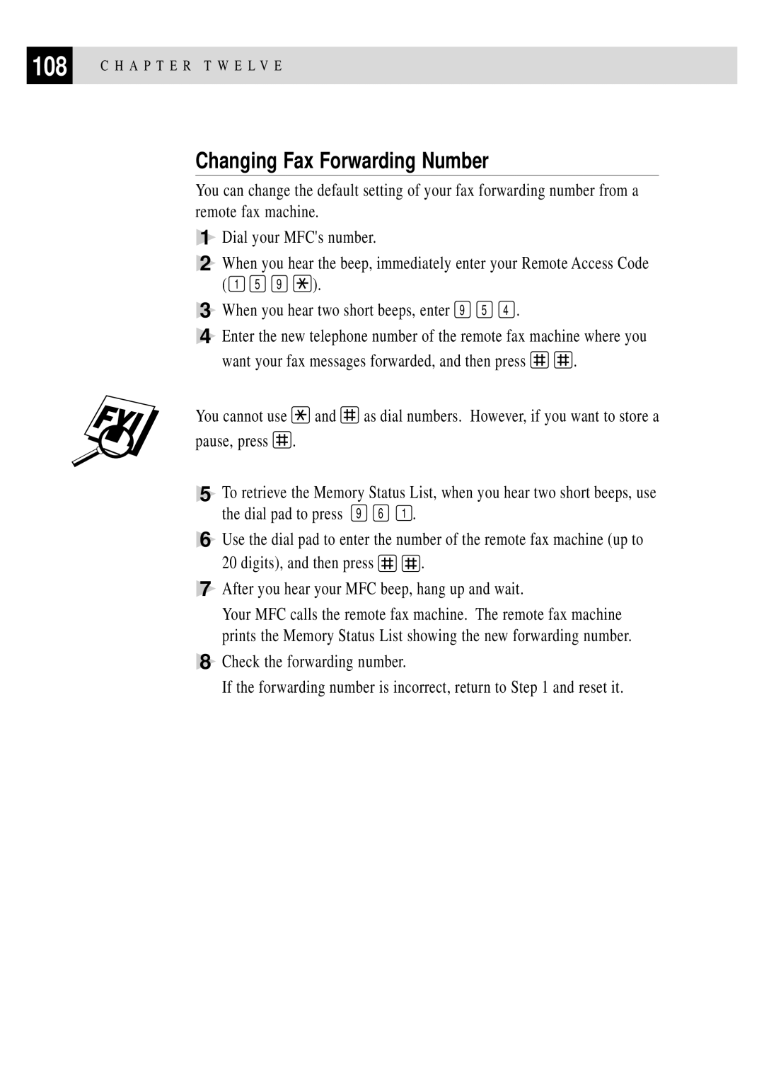 Brother MFC 4350 manual Changing Fax Forwarding Number 