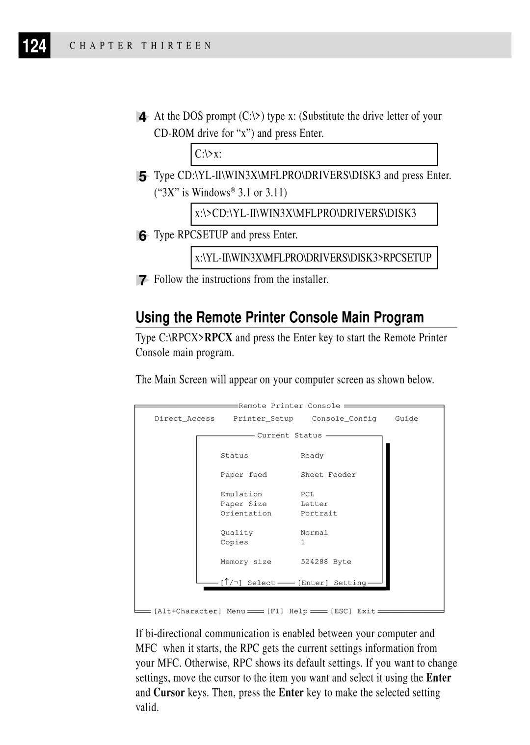 Brother MFC 4350 manual Using the Remote Printer Console Main Program, Pcl 