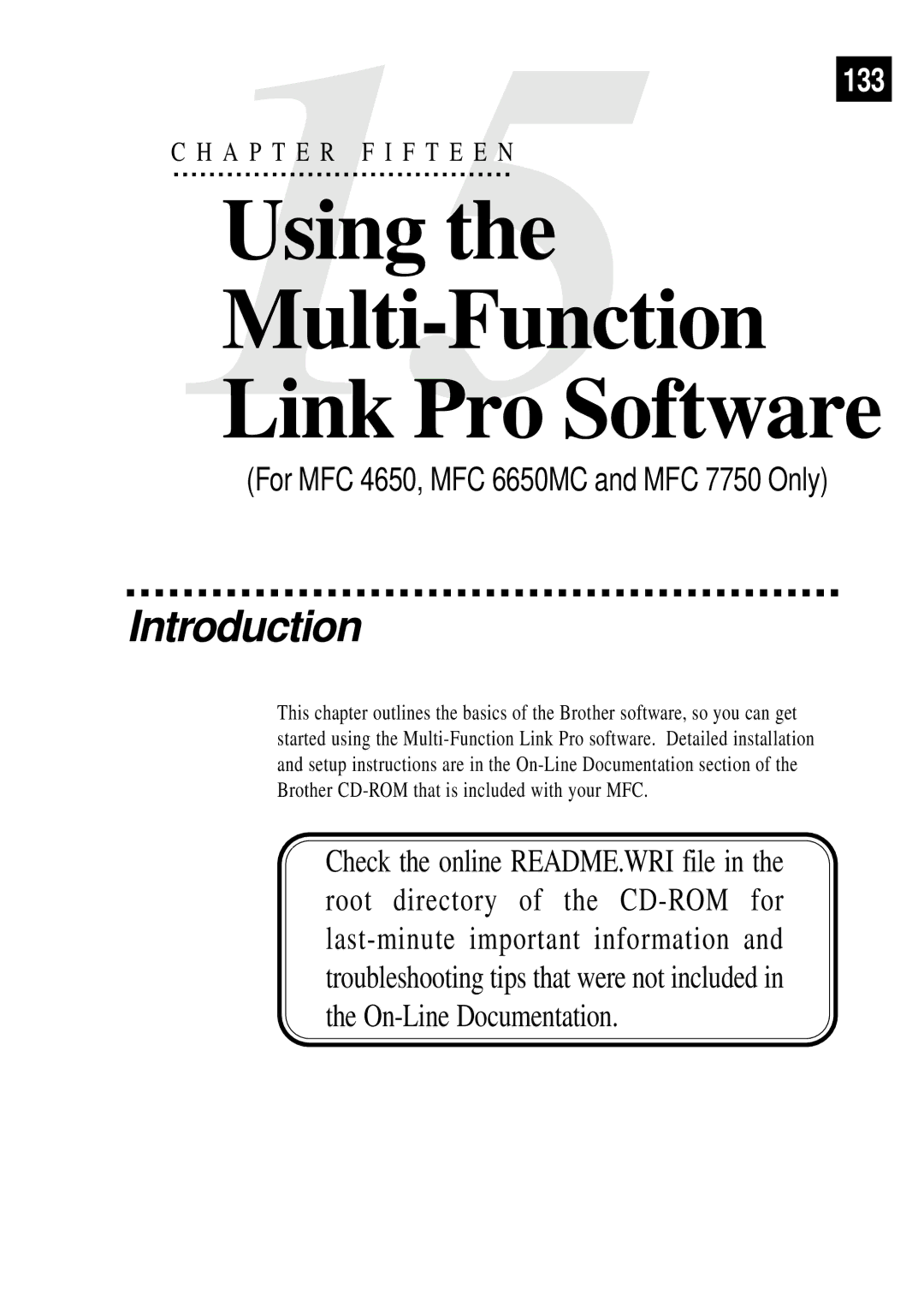 Brother MFC 4350 manual Multi-Function Link Pro Software 