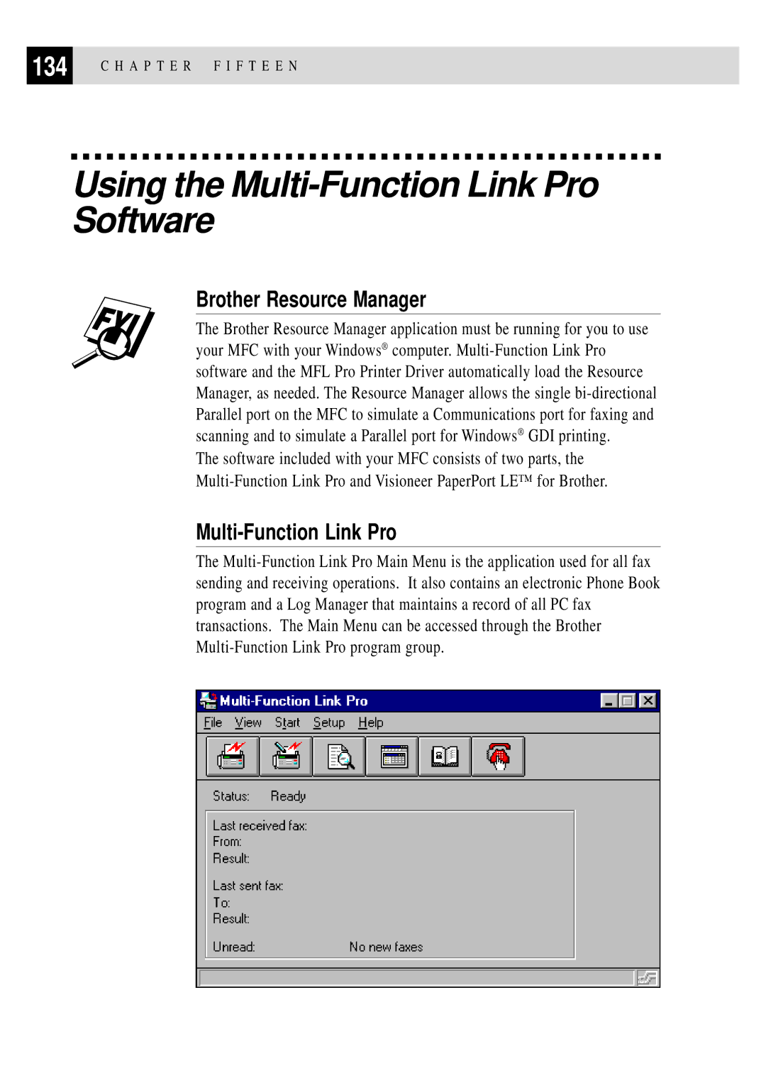 Brother MFC 4350 manual Using the Multi-Function Link Pro Software, Brother Resource Manager 